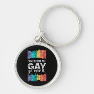 Vintage LGBT Pride Rainbow Some People Are Gay Get Keychain