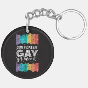 Vintage LGBT Pride Rainbow Some People Are Gay Get Keychain