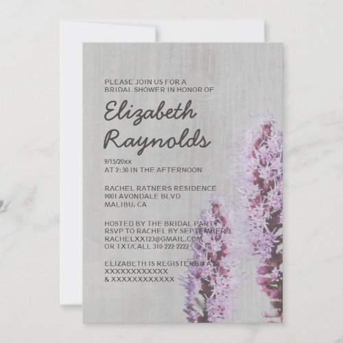 Vintage Liatris Bridal Shower Invitations