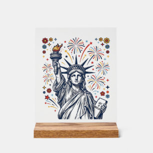 Vintage Liberty Fireworks Patriotic Vector Design_ Acrylic Sign