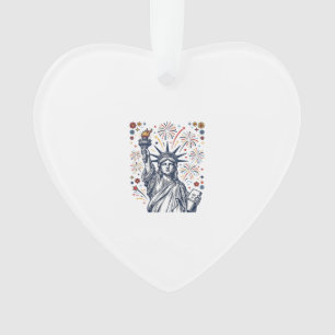 Vintage Liberty Fireworks Patriotic Vector Design_ Ornament