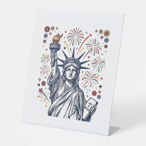 Vintage Liberty Fireworks Patriotic Vector Design_ Pedestal Sign