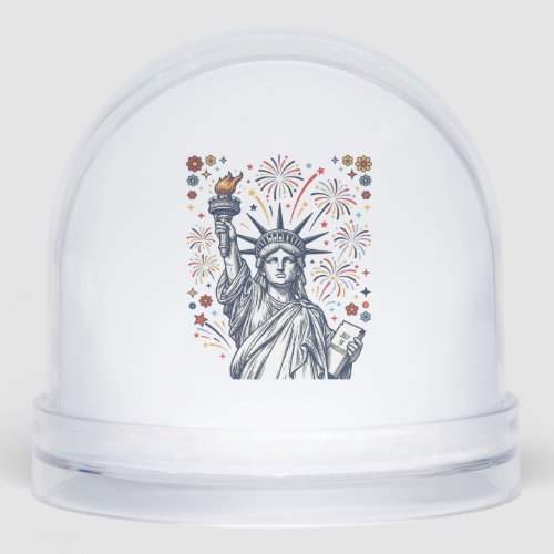 Vintage Liberty Fireworks Patriotic Vector Design_ Snow Globe