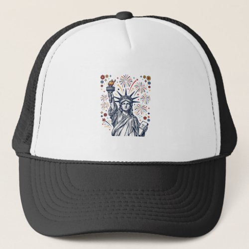 Vintage Liberty Fireworks Patriotic Vector Design_ Trucker Hat