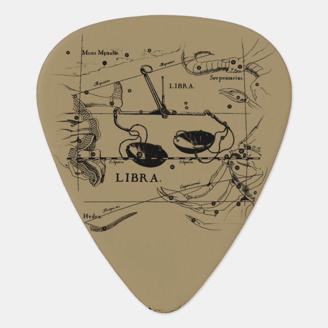 Vintage Libra Constellation Hevelius Style Guitar Pick (Front)