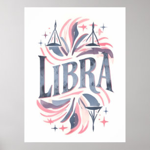 Vintage Libra Zodiac Sign Whimsical Illustration