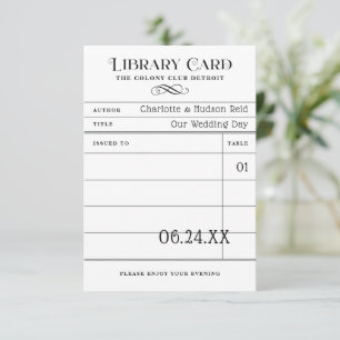 Vintage Library Book Card Wedding Escort Cards