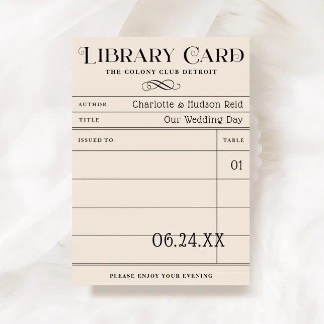 Vintage Library Book Card Wedding Escort Cards | Zazzle