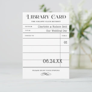 Vintage Library Book Card Wedding Escort Cards