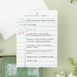 Vintage Library Book Check Out Card Wedding Menu<br><div class="desc">Vintage Library Book Check Out Card Wedding Menu - Capture the nostalgia of a bygone era with our Vintage Library Card Type Wedding Menu card. Designed to resemble a classic library card, this unique and charming wedding menu card will set the perfect tone for your vintage-themed wedding. Personalize it with...</div>
