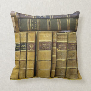 Vintage Library Book Collection Photography Throw Pillow