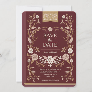 Vintage Library Book Save the Date