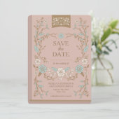 Vintage Library Book Save the Date (Standing Front)