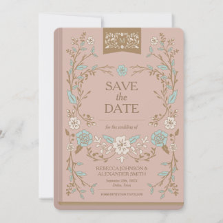 Vintage Library Book Save the Date