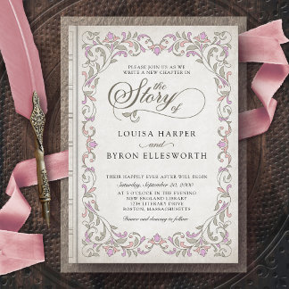 Vintage Library Book Story Fairy Tale Wedding Invitation