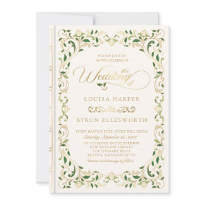 Vintage Library Book Story Fairy Tale Wedding Invitation