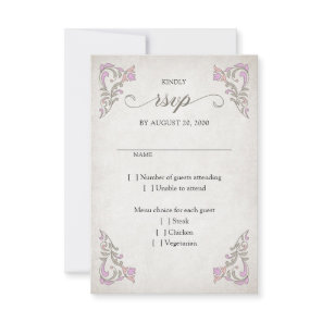 Vintage Library Book Story Fairy Tale Wedding RSVP Card