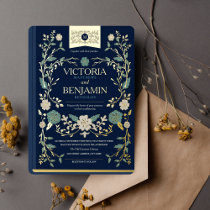 Vintage Library Book Wedding Foil Invitation