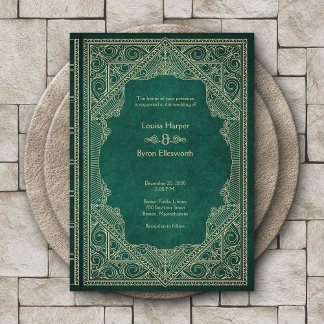 Vintage Library Book Wedding Invitation