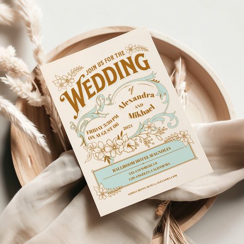 Vintage Library Book Wedding Invitation