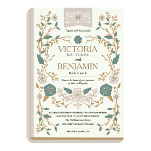 Book Themed Wedding Invitations Zazzle Vintage Library Book Wedding Invite