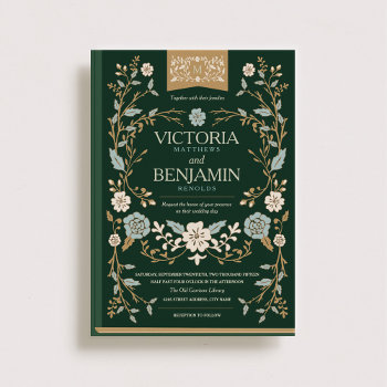 Vintage Library Book Wedding Invite by origamiprints at Zazzle