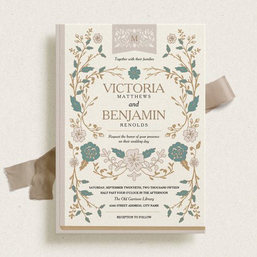 Vintage Library Book Wedding Invite