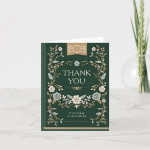 Vintage Library Book Wedding Letterpress Thank You Card