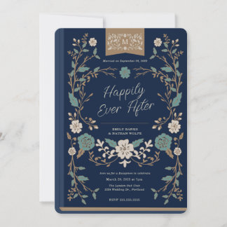 Vintage Library Book Wedding Reception Invitation
