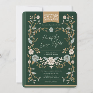 Vintage Library Book Wedding Reception Invitation