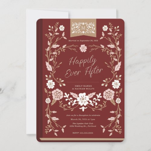 Vintage Library Book Wedding Reception Invitation