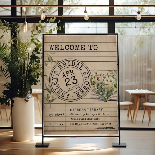 Vintage Library Books Bridal Shower Welcome Sign