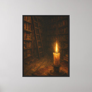 Vintage Library Candlelight - Atmospheric Dark Aca Canvas Print