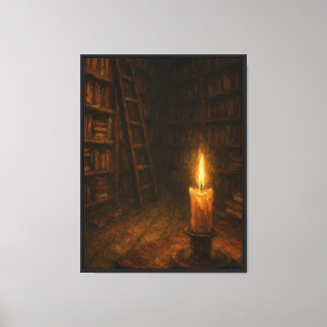 Vintage Library Candlelight - Atmospheric Dark Aca Canvas Print (Front)