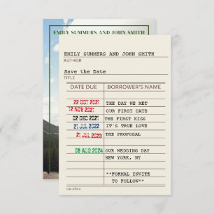 Vintage Library Card and Book Cover Save the Date