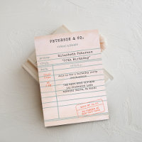 Vintage Library Card Book Lover Birthday Party