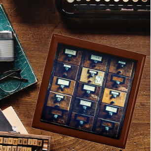 Vintage library card catalog cabinet gift box