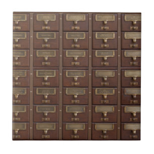 Vintage Library Card Catalog Drawers Ceramic Tile
