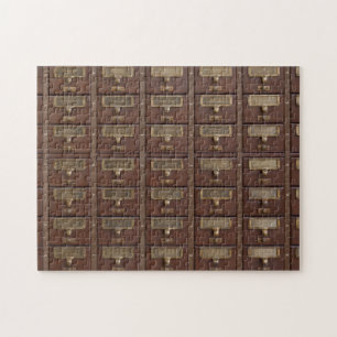 Vintage Library Card Catalog Drawers Jigsaw Puzzle