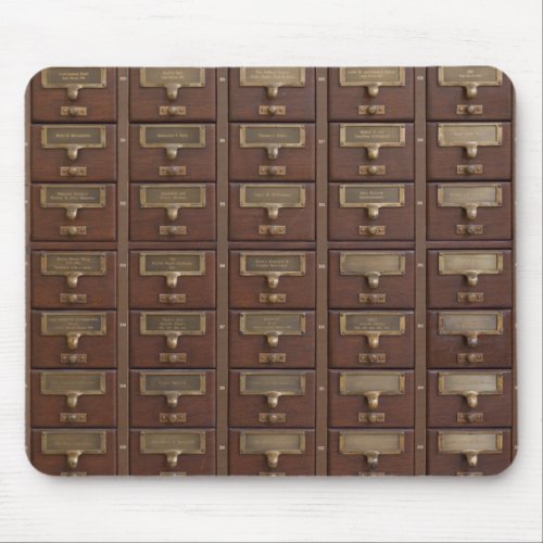 Vintage Library Card Catalog Drawers Mouse Pad