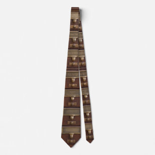 Vintage Library Card Catalog Drawers Neck Tie