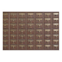 Vintage Library Card Catalog Drawers Wrapping Pape Wrapping Paper Sheets