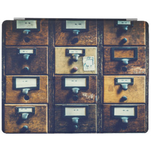 Vintage library card catalog wood cabinet iPad smart cover