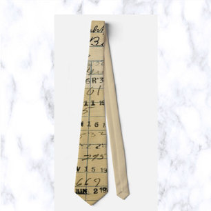 Vintage Library Card Neck Tie