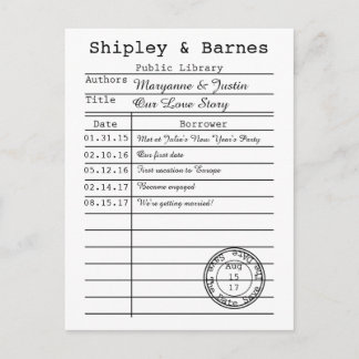 Vintage Library Card Save The Date