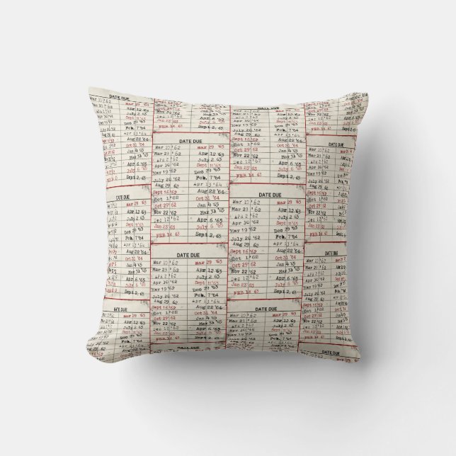 Vintage Library Card  Throw Pillow (Front)