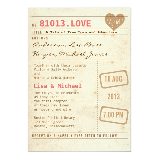 Library Card Wedding Invitations 3