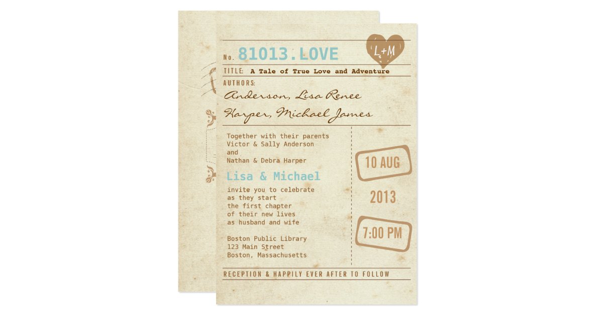 Library Card Wedding Invitations 9