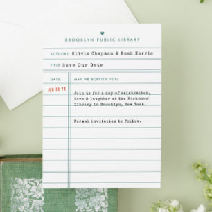 Vintage Library Card Wedding Save the Date