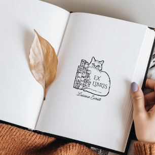 Vintage Library Cat Rubber Stamp